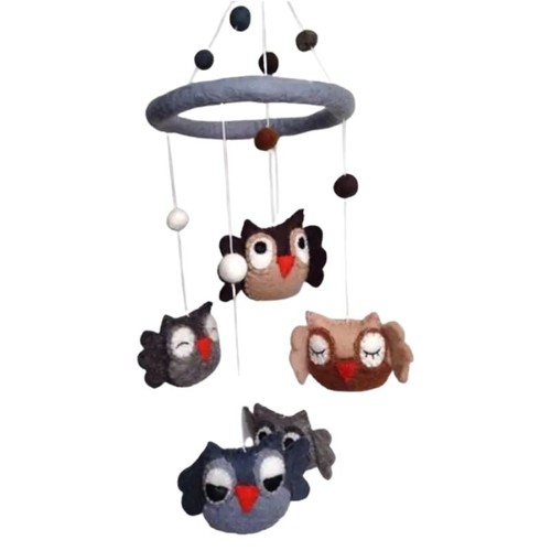 Owls cot mobile felt - owls,