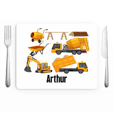 Personalised Kids Childrens Placemat Construction Digger Truck Tableware PM12