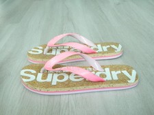 Superdry Scuba Girls Flip Flop Sandals Pink & Cork Size Small UK 3-4