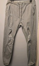 Mens Grey Denim Jeans Pull &