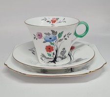 Shelley Regent shape trio Stylised Tree 059 china teacup, saucer, plate 1940 A/F