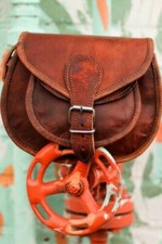 Women's Genuine Crossbody Sling Casual Goat Leather Brown Bag