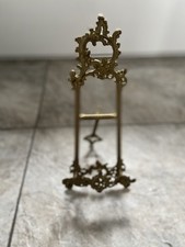 Brass Picture Easel Vintage Stand Plate Picture Holder French Rococo 12.5”  Tall
