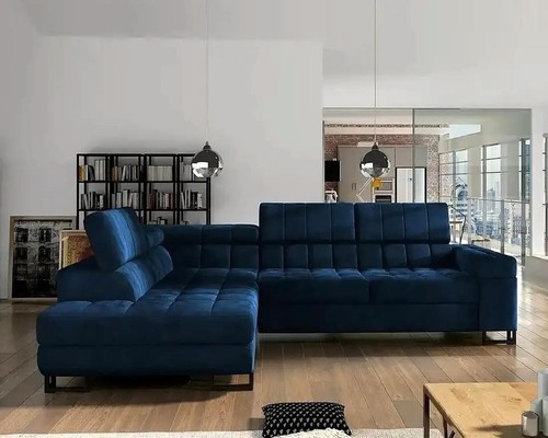Blue velvet corner sofa - blue💙velvet💙,