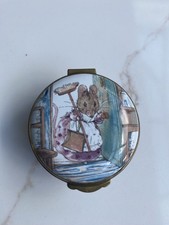 Crummles Beatrix Potter Hunca Munca with sweeping brush enamel trinket box