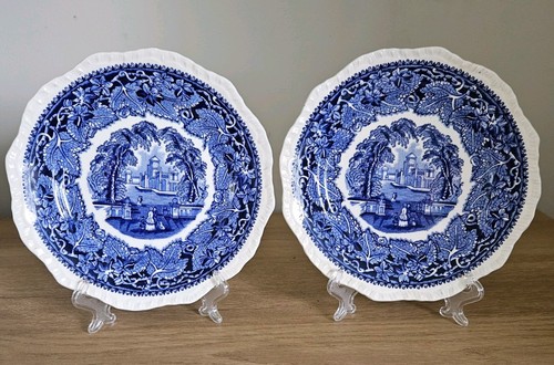 Vintage blue white plates - &,
