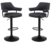 2 X PLUSH BLACK BAR STOOLS