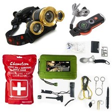Survival Bundle Outdoor Emergency Camping Equipment First Aid, Compass, Headlamp