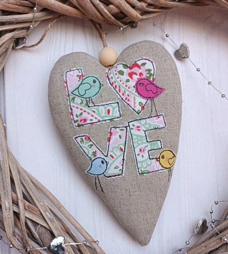 Love heart hanger linen - heart, hanger.