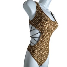 GIDEON OBERSON One piece swimsuit bungee cord detail size small