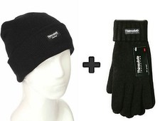 Thinsulate Insulated Hat and Gloves Set Black Unisex Snow 40g Thermal Free Post