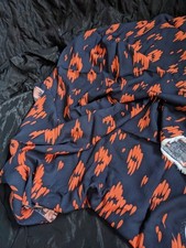 Navy Orange Viscose Rayon Remnant 22" X 53"