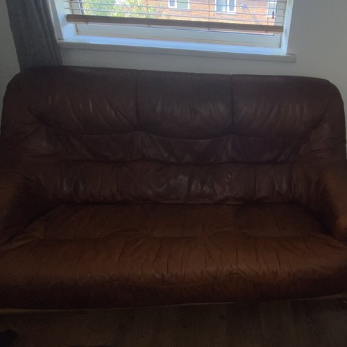 Brown leather seater - brown,