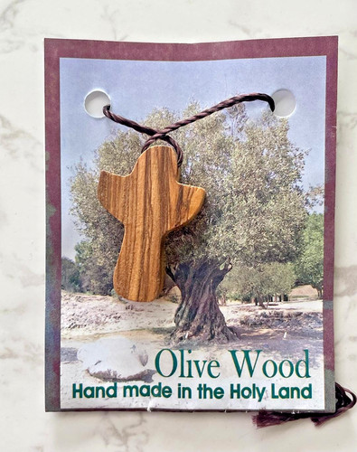 Olive wood holding cross - olive,