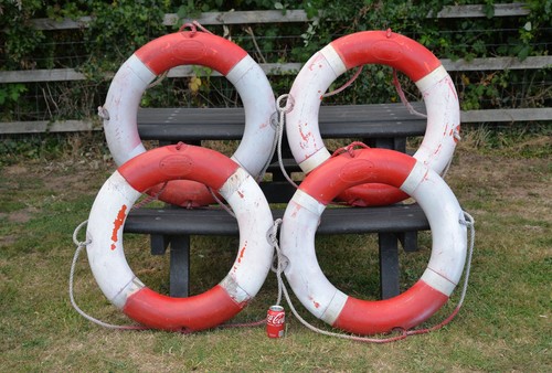 Used old plastic life ring - 4x,