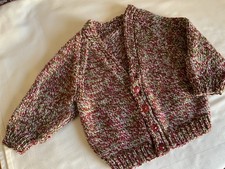Hand Knitted Christmas Cardigan For Little Boy Age2-3 Yrs. V-neck, 4button.