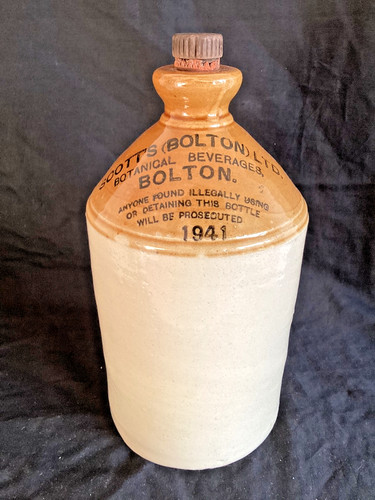 Vintage stoneware flagon - vintage,