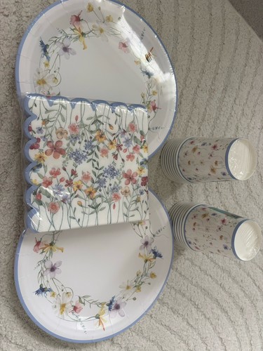 Floral paper plates and cups - floral,