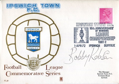 Ipswich town fdc signed sir - by,