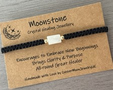 Macrame Bracelet Moonstone Bracelet Healing Crystal Woven Wristband Gift