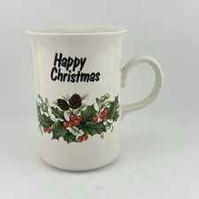 Vintage Churchill England Ceramic Mug Cup Tea Coffee Happy Christmas Holly Berry