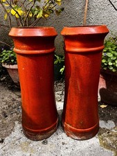 2 x Clay Cannon Chimney Pot 76cm / 30" Reclaimed Tall Red Terracotta Flue Stack
