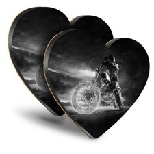 2x Heart MDF Coasters - BW -