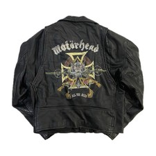 Vintage Motörhead All The Aces Hand Painted Real Leather Biker Jacket Size M