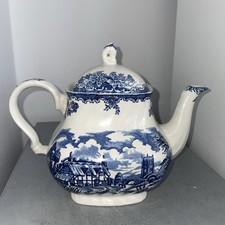 Vintage Myott The Brook Fine Staffordshire Blue & White Teapot