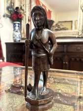 VINTAGE 1950s Hand-Carved Native American Tribal Wooden Statue