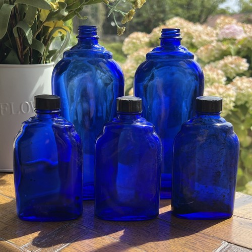 Old fashioned mixed blue glass - old,