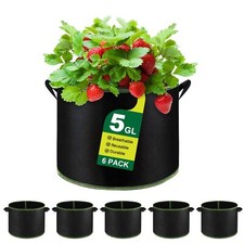WenYa 5 Gallons Plant Grow Bags, 6 Pack Heavy Duty Thickened Nonwoven Fabric Flo