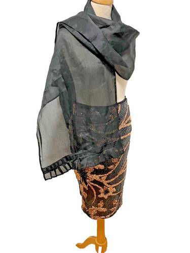 Black sheer organza evening - sheer,