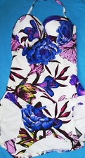 Next Floral Tankini Set halter 32D & 2 x briefs Size 6 blue purple New Tags BNWT