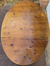 Kitchen dining table rustic sturdy solid pine oval with 2 leaf extension
