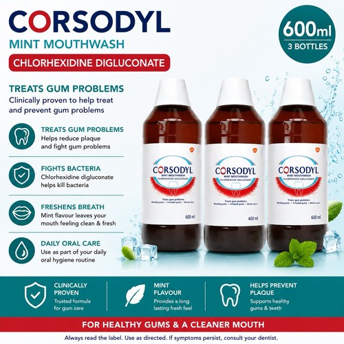 Corsodyl mint mouthwash 600ml - corsodyl,
