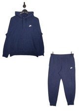 Nike Fleece Tracksuit Set Size Large Men's Blue Logo Hoodie Joggers Sweatpants