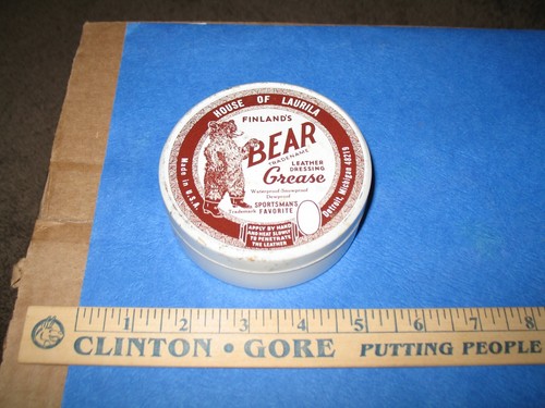 Vtg finlands bear grease tin - finlands,