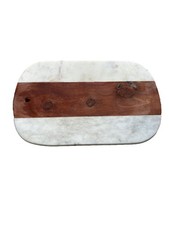 Wood & Marble Split Chopping Board In Great Condition 40cm X 25cm Has Cut Marks.