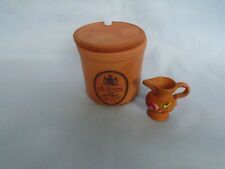 Terracotta Mrs Brannams Lidded Fine Preserves Jam Pot ap H 4" & Small Jug FrP&P