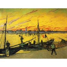 VINCENT VAN GOGH COAL BARGES 1888 OLD MASTER ART PAINTING PRINT 12x16 inch 30x40