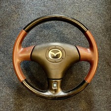 MAZDA MX5 STEERING WHEEL MK2 (1998 to 2005) 3 SPOKE BLACK & BROWN LEATHER NARDI