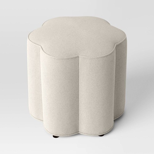 Scallop upholstered ottoman - scallop,