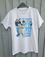 Mens Bluey T-Shirt It's Not A Dad Bod It's A Father Figure New Fathers Day Gift