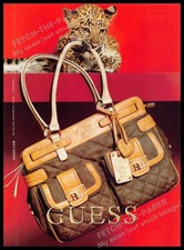 Guess 2010s Magazine Print Ad 2011 Handbag Baby Leopard Cub Wild Cat Accessory