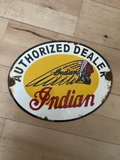 Vintage Indian Authorized Dealer Enamel Metal Sign USA