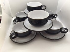 DENBY JET BLACK 6 COFFEE CUPS