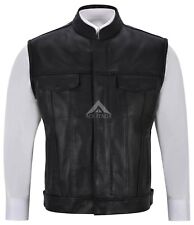 Truckers Leather Gilet Black