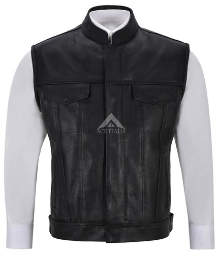 Truckers leather gilet - leather,