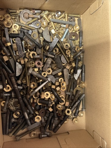 Vintage brass nuts bolts job - brass, &